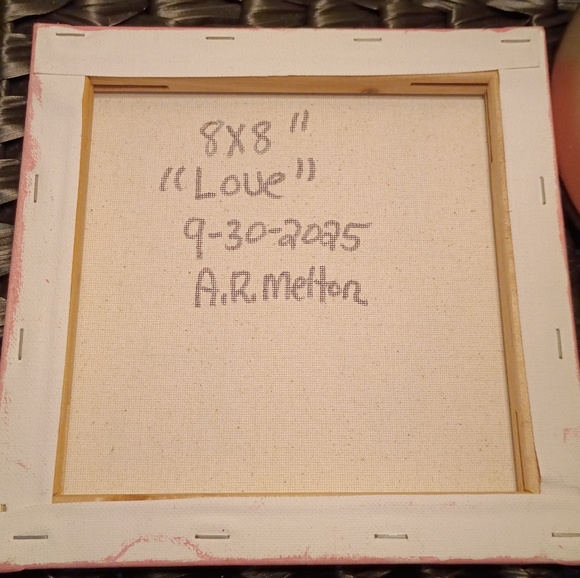 Handpainted Pink Love Canvas Wall Art - Picture 2 of 2